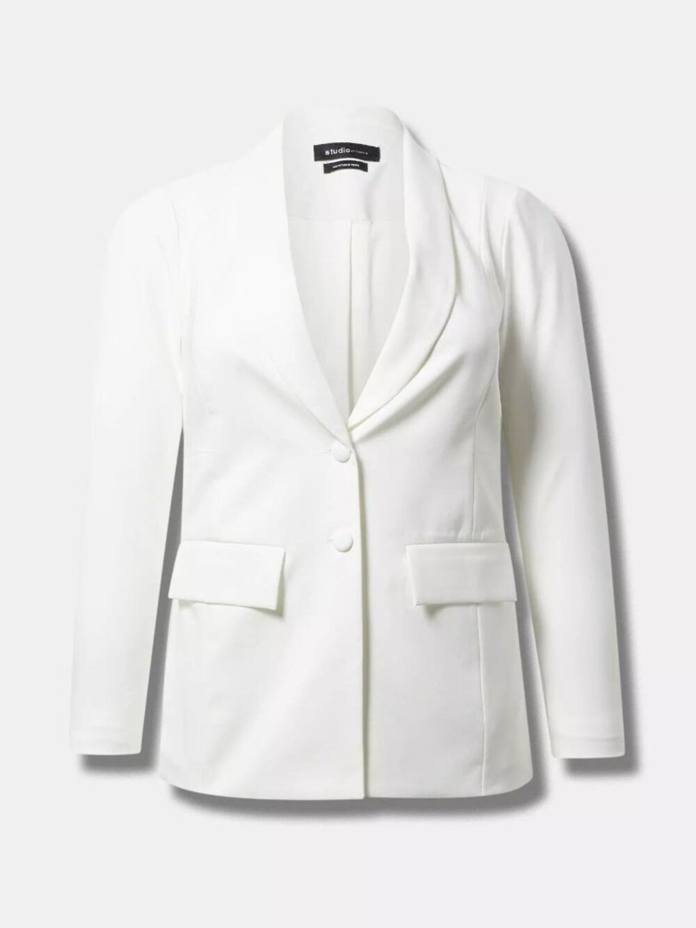 SoHo Studio Refined Crepe Blazer — White — Size 2